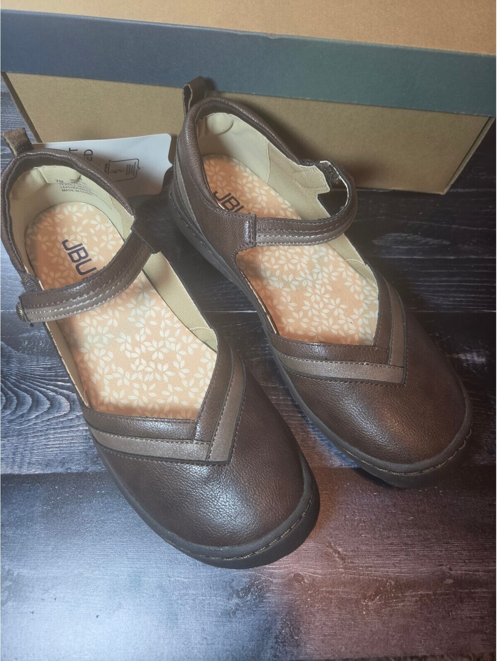 JBU Raven Brown Shimmer Mary Jane Shoes Women’s 7M Memory Foam Comfort